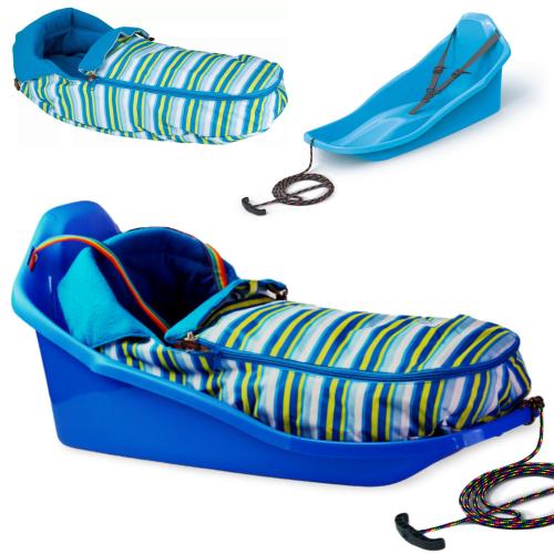 Sanki z oparciem i spiworkiem Topo, niebieski