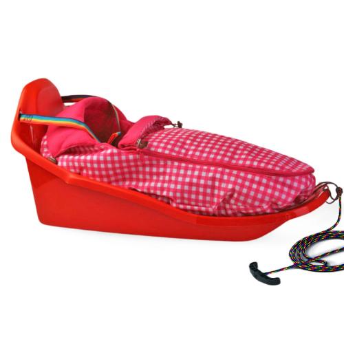 Sanki z oparciem i spiworkiem Topo, czerwony