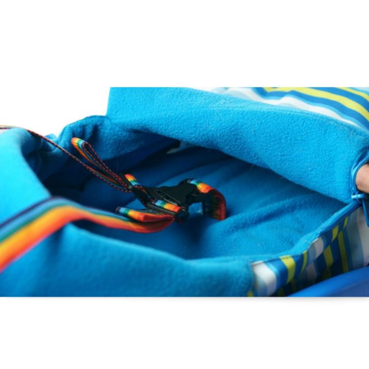 Przykład przypięcia śpiworka do sanek