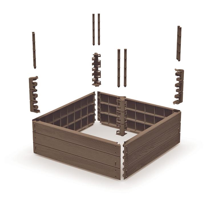 Skrzynia na warzywa Base Woody 756x756 mm, rustykalna cegła  montaż