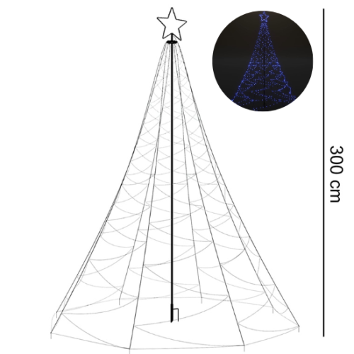 Choinka z lampek 300cm 500 LED, niebieski