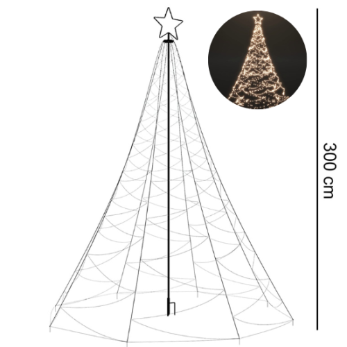 Choinka z lampek 300 cm 500 LED, ciepły biały