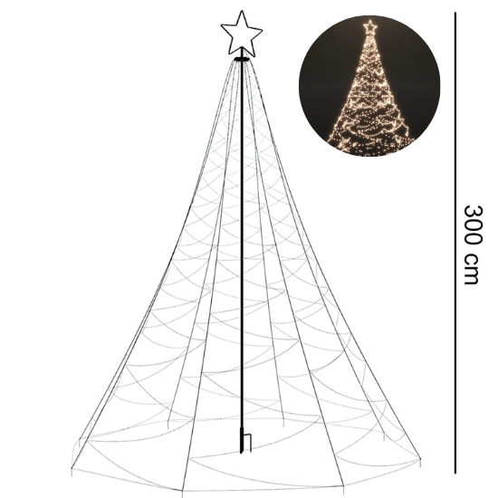 Choinka z lampek 300 cm 500 LED, ciepły biały