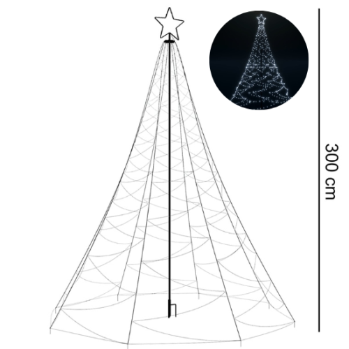 Choinka z lampek 300 cm 500 LED, zimny biały