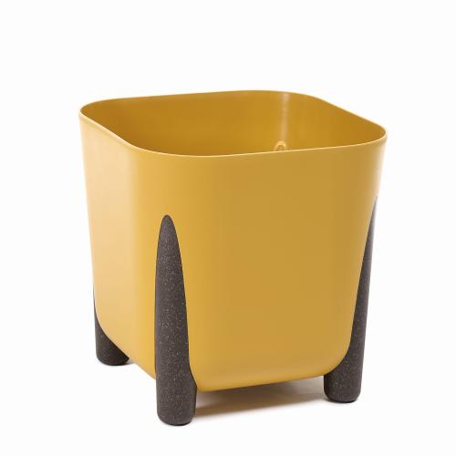 Doniczka kwadratowa na nóżkach FRIDA 210, musztardowy