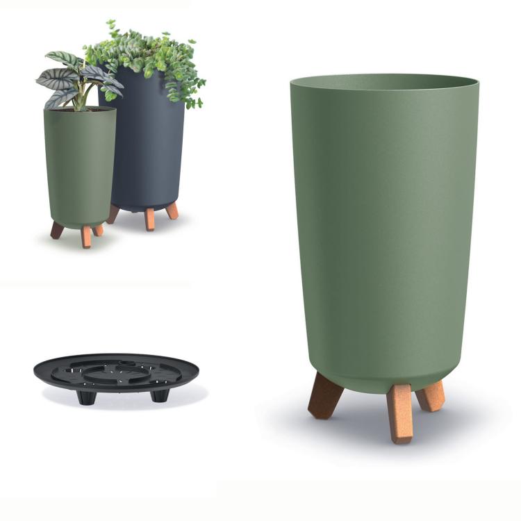 Doniczka na nóżkach GRACIA TUBUS SLIM DGTL200 | Ziemisty zielony