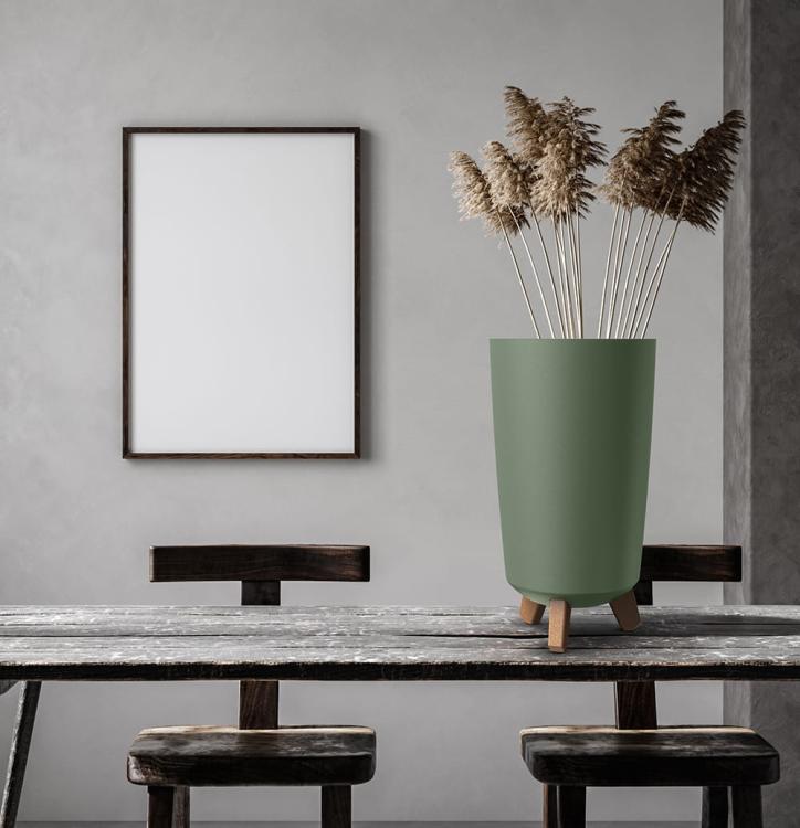 Doniczka na nóżkach GRACIA TUBUS SLIM DGTL200 | Ziemisty zielony