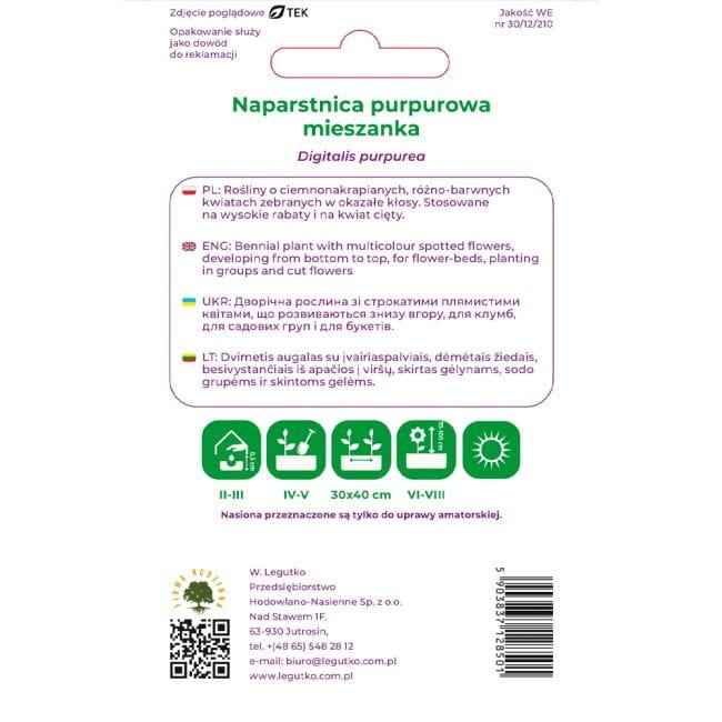 Naparstnica purpurowa Foxy mieszanka, nasiona 0,50g