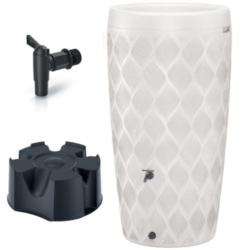 Zbiornik na wodę deszczową Flow 240l z kranikiem i podstawką, biały