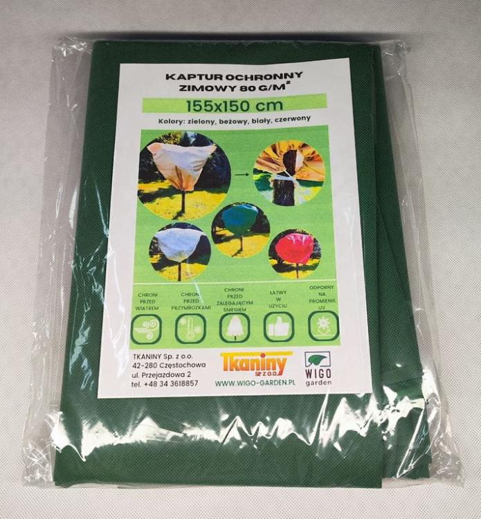 Zimowy kaptur ochronny Agro-worek oliwkowy 155x150cm 5szt