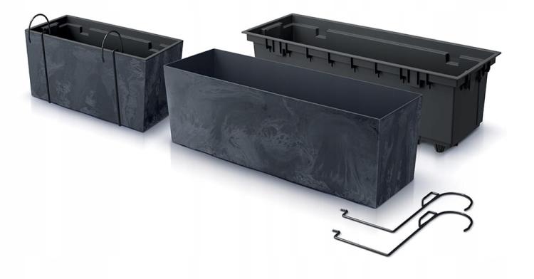 Doniczka balkonowa Urbi Beton Effect DUC600EW, antracyt