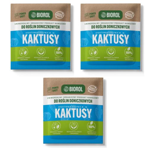 Nawóz do kaktusów BIOROL Power Shot 50 g, zestaw 3 saszetek