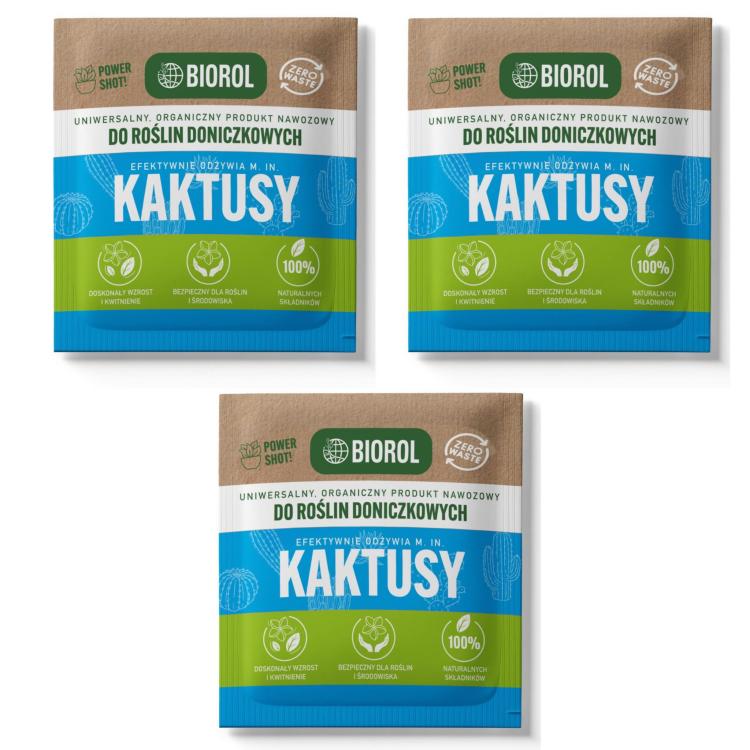 Nawóz do kaktusów BIOROL Power Shot 50 g, zestaw 3 saszetek
