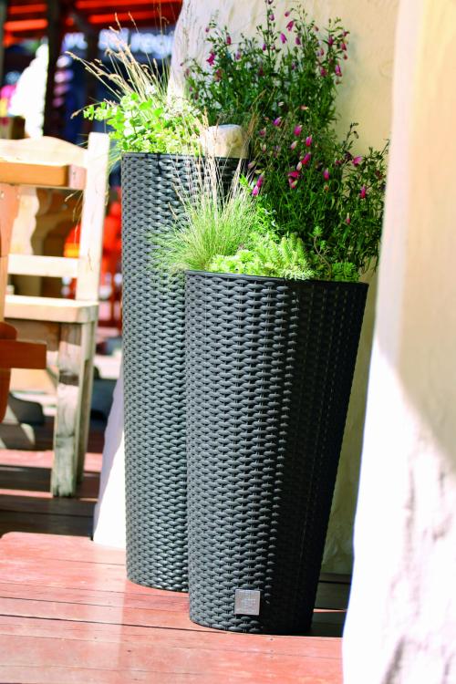 Doniczka wysoka z nawadnianiem, rattanowa Rato DRTUS250S