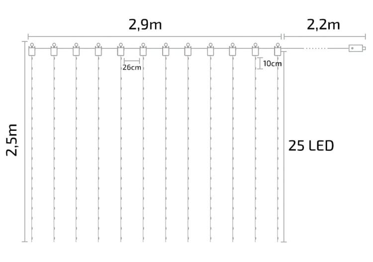 Kurtyna świetlna 3x2,5m , efekt Flash, LED