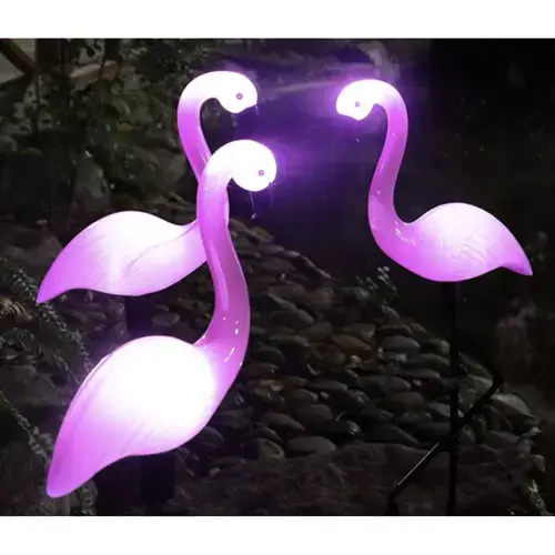 świecące flamingi do ogrodu