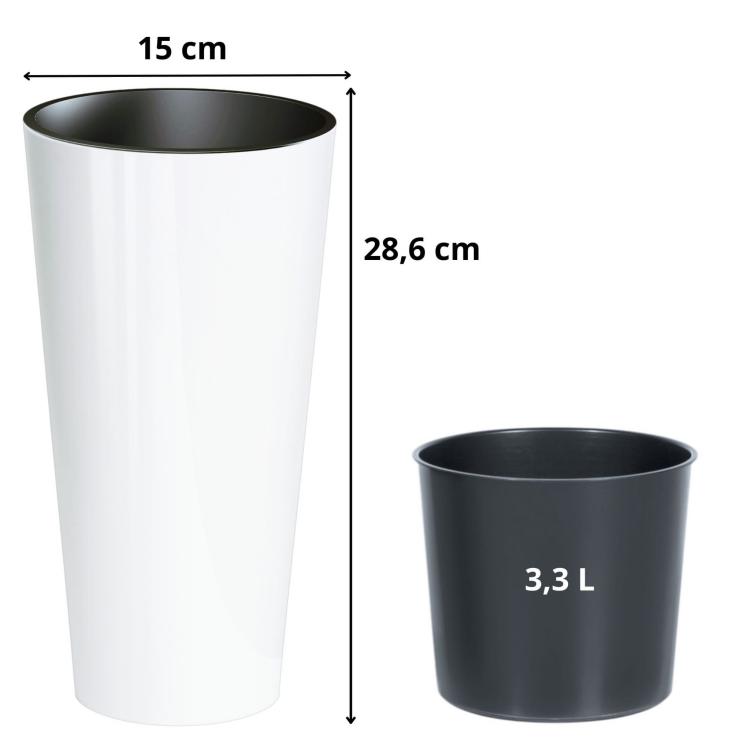 Doniczka biała z połyskiem DTUS150S – detal połyskującego wykończenia