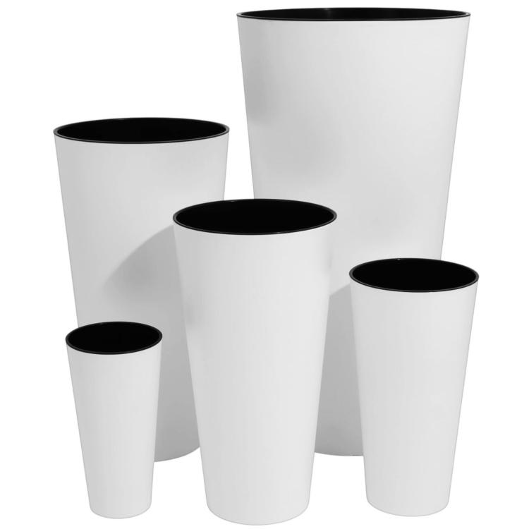 Doniczki Tubus Slim DTUS200 – układ pionowy, widok na komplet z wkładami