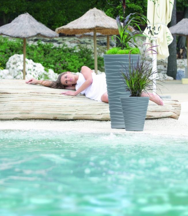 Doniczka falista Sand z wkładem DPSA350