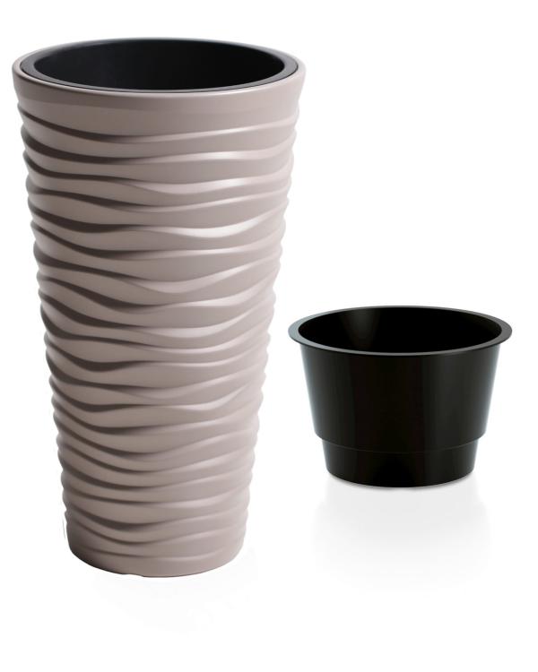 Doniczka falista Sand z wkładem DPSA350